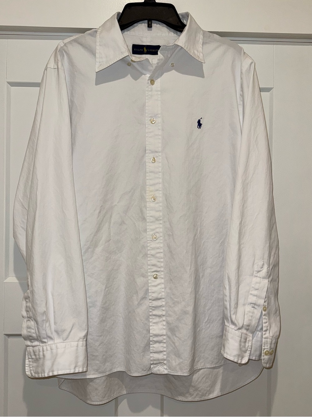 Ralph Lauren Classic Fit Solid White Dress Shirt Long Sleeve 17 34/35 Cotton
